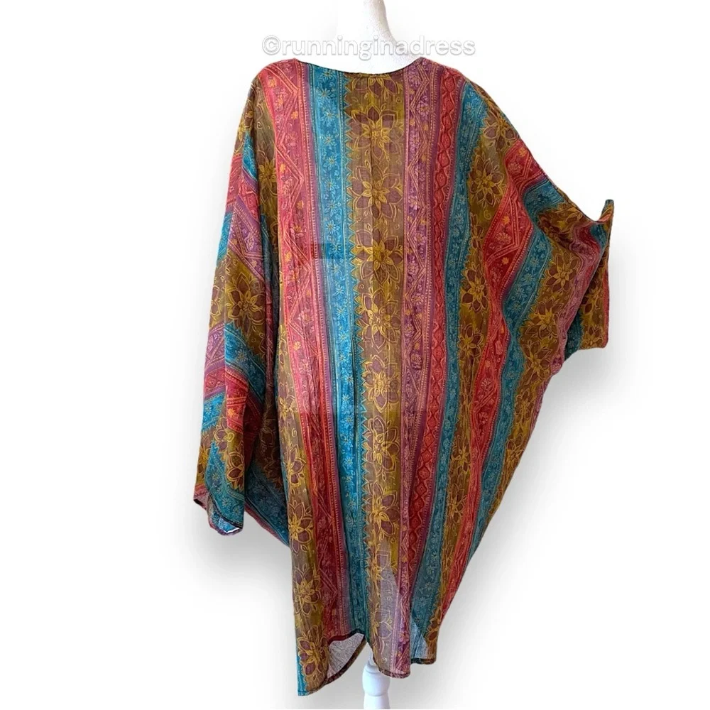 Boho Kaftan and Maxi Skirt Set Upcycled Vintage 70s One Size Fits Up to 3XL - Picture 5 of 16